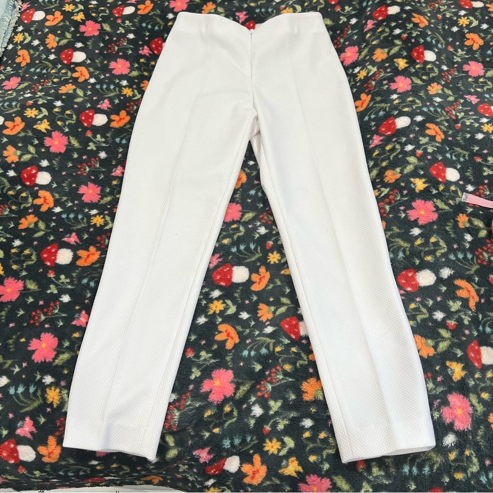 White Textured Pants